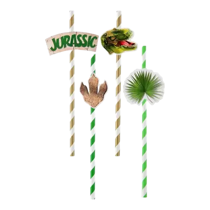 T Rex dinosaurus rietje - set van 8