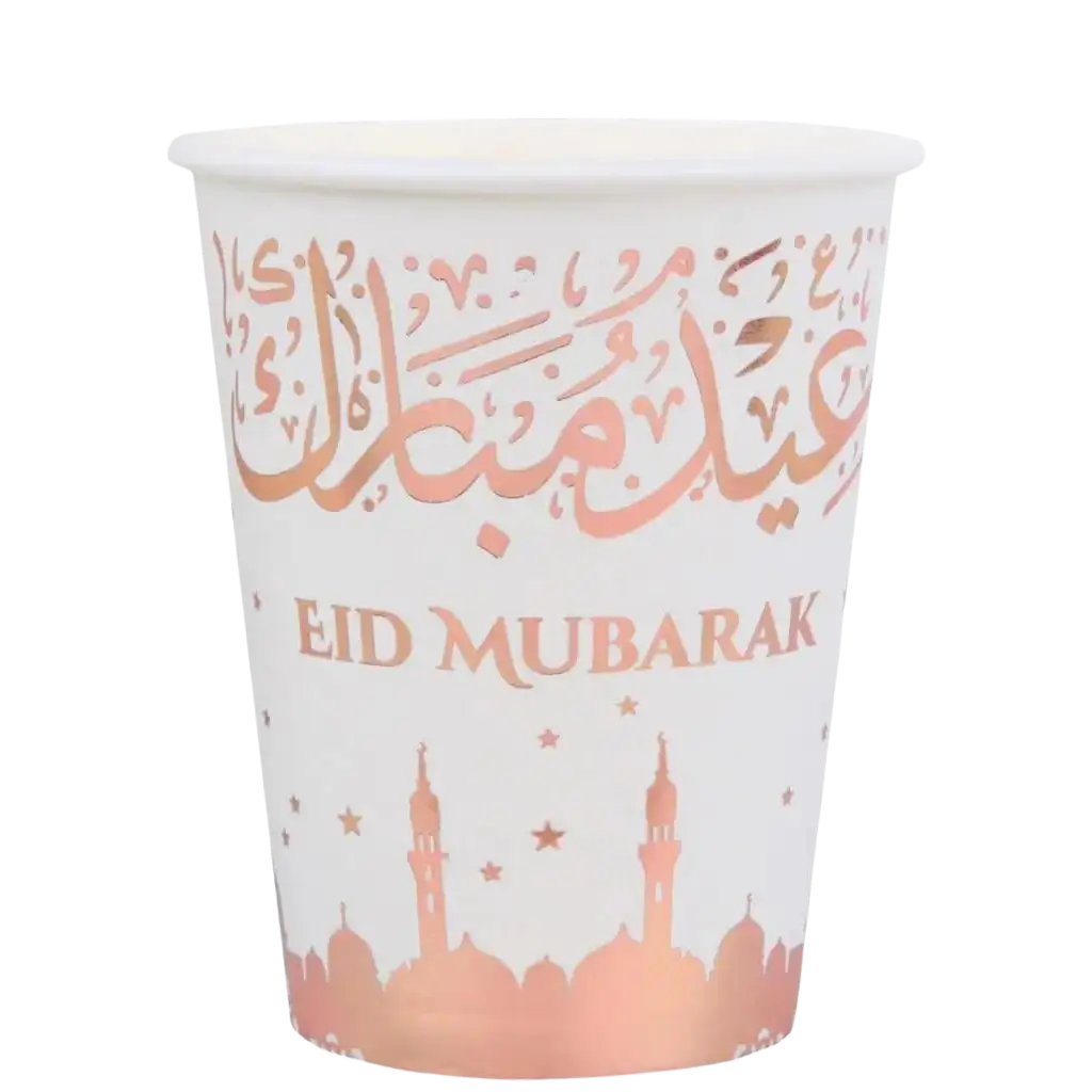 Eid Mubarak Beker Roze & Wit 27cl - Set van 10