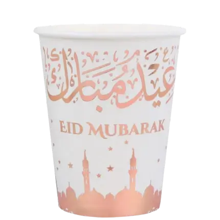 Eid Mubarak Beker Roze & Wit 27cl - Set van 10
