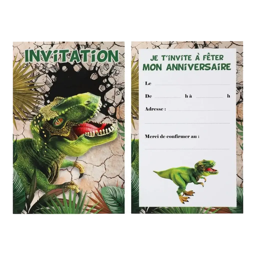 Dinosaurus T Rex uitnodigingskaart - Set van 6