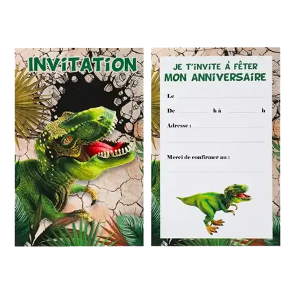 Dinosaurus T Rex uitnodigingskaart - Set van 6
