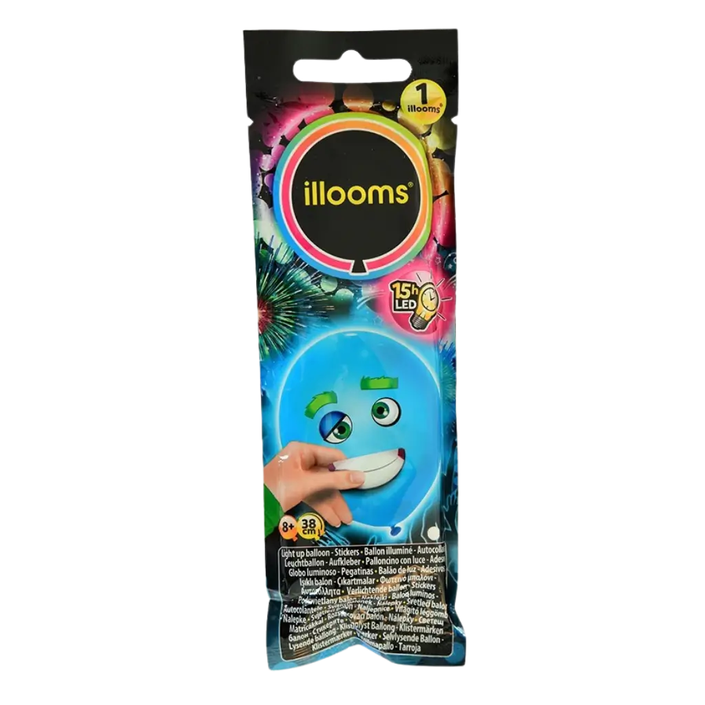 illooms® LED-ballonnen creatieset "Grappige gezichten" - Blauw