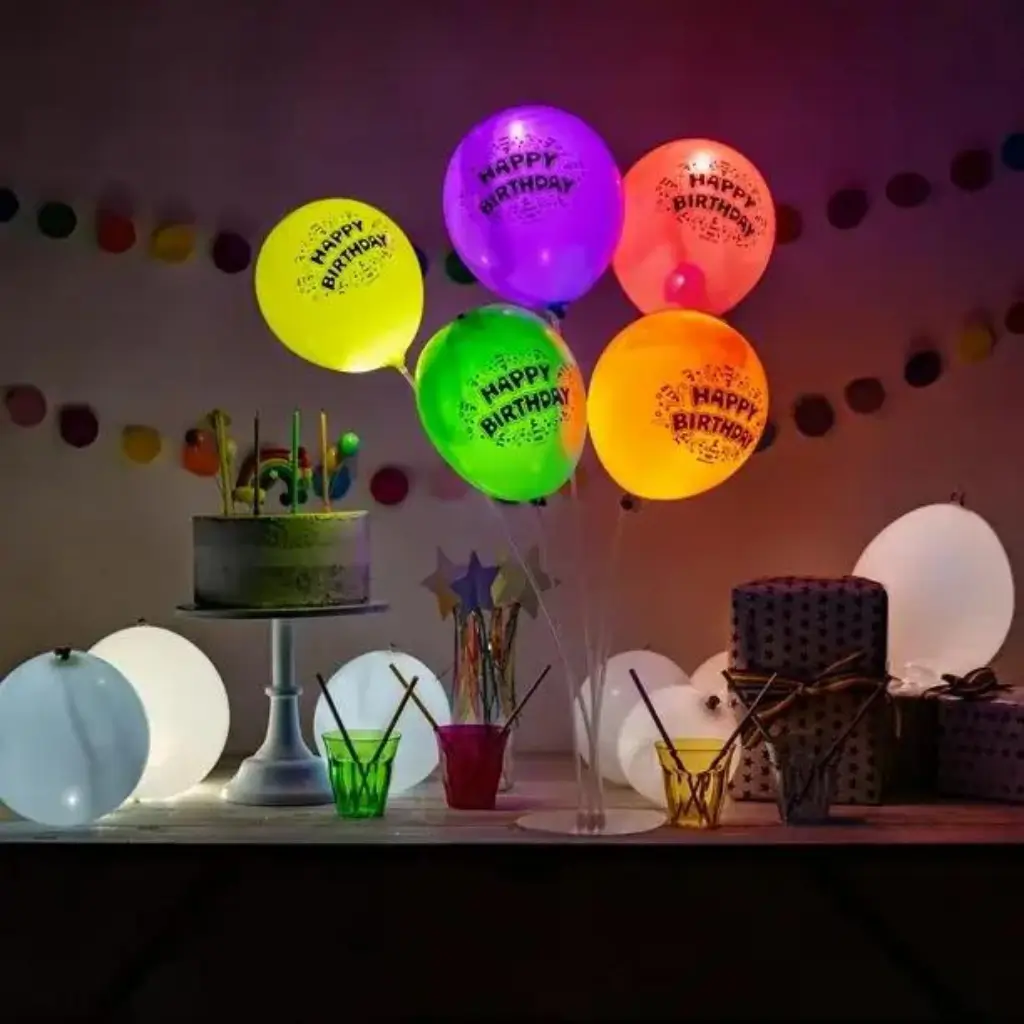 Illooms® LED-ballonnen van latex - "Happy Birthday"