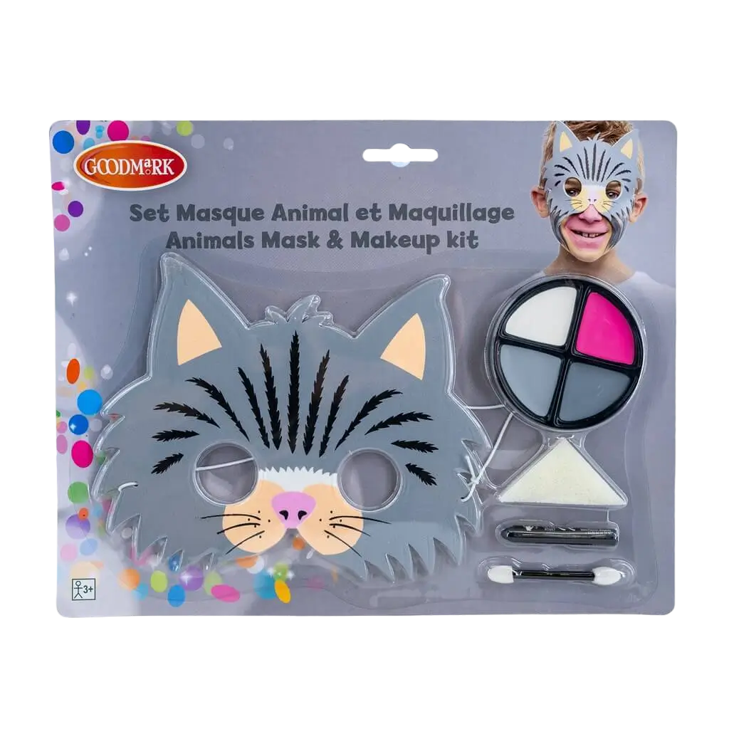 Make-up kit met kindermasker, thema "Kat