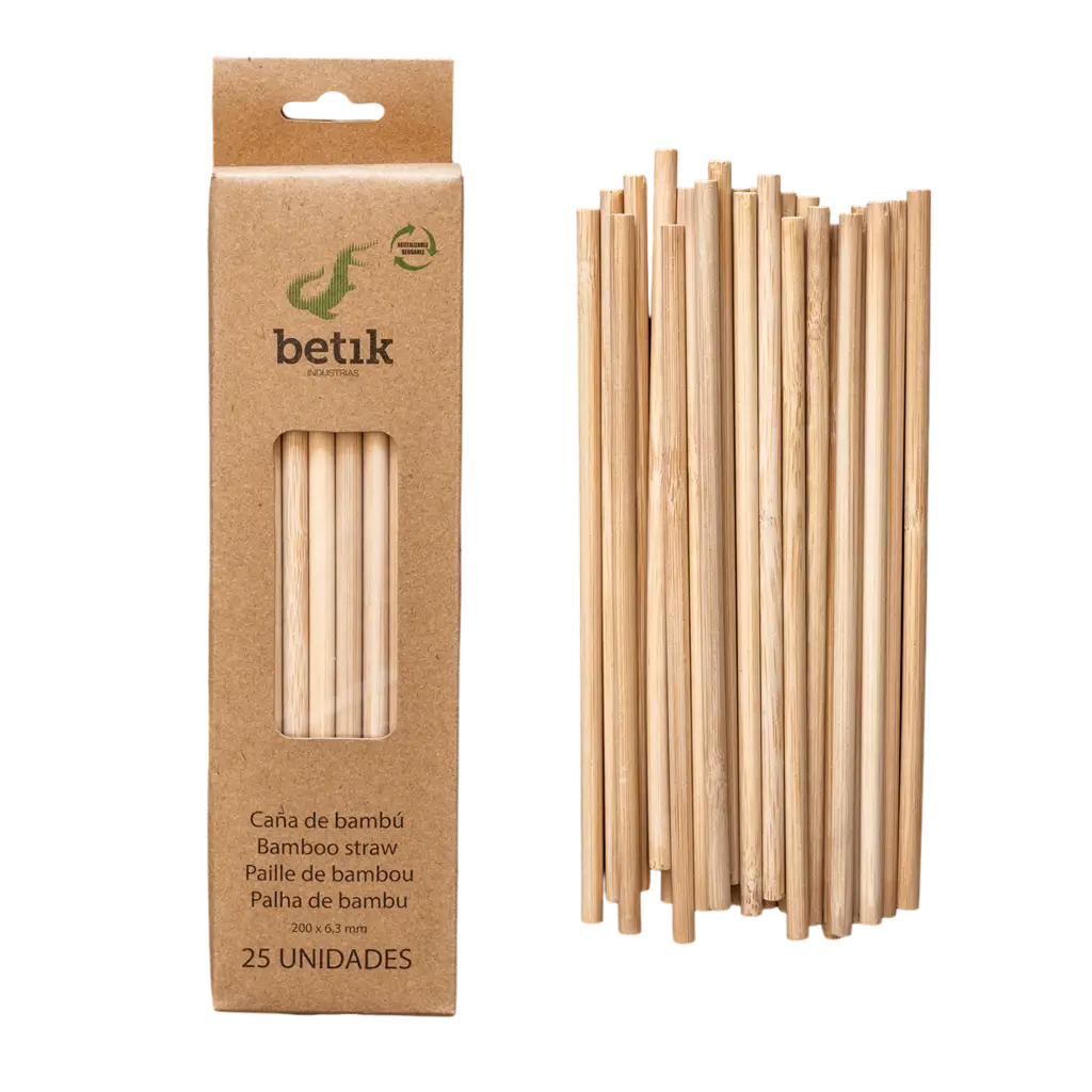 Herbruikbaar Bamboe Rietje + Karton - Ø6mm 20cm - 25 stuks