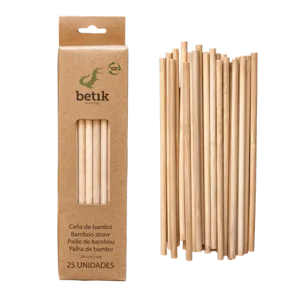 Herbruikbaar Bamboe Rietje + Karton - Ø6mm 20cm - 25 stuks