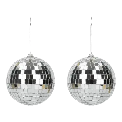 Set van 2 Zilveren Discoballen - 10cm