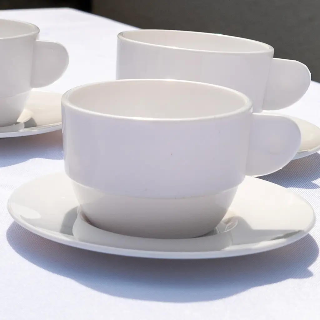 Witte dubbele espresso onderzetter ø 13cm - Set van 6