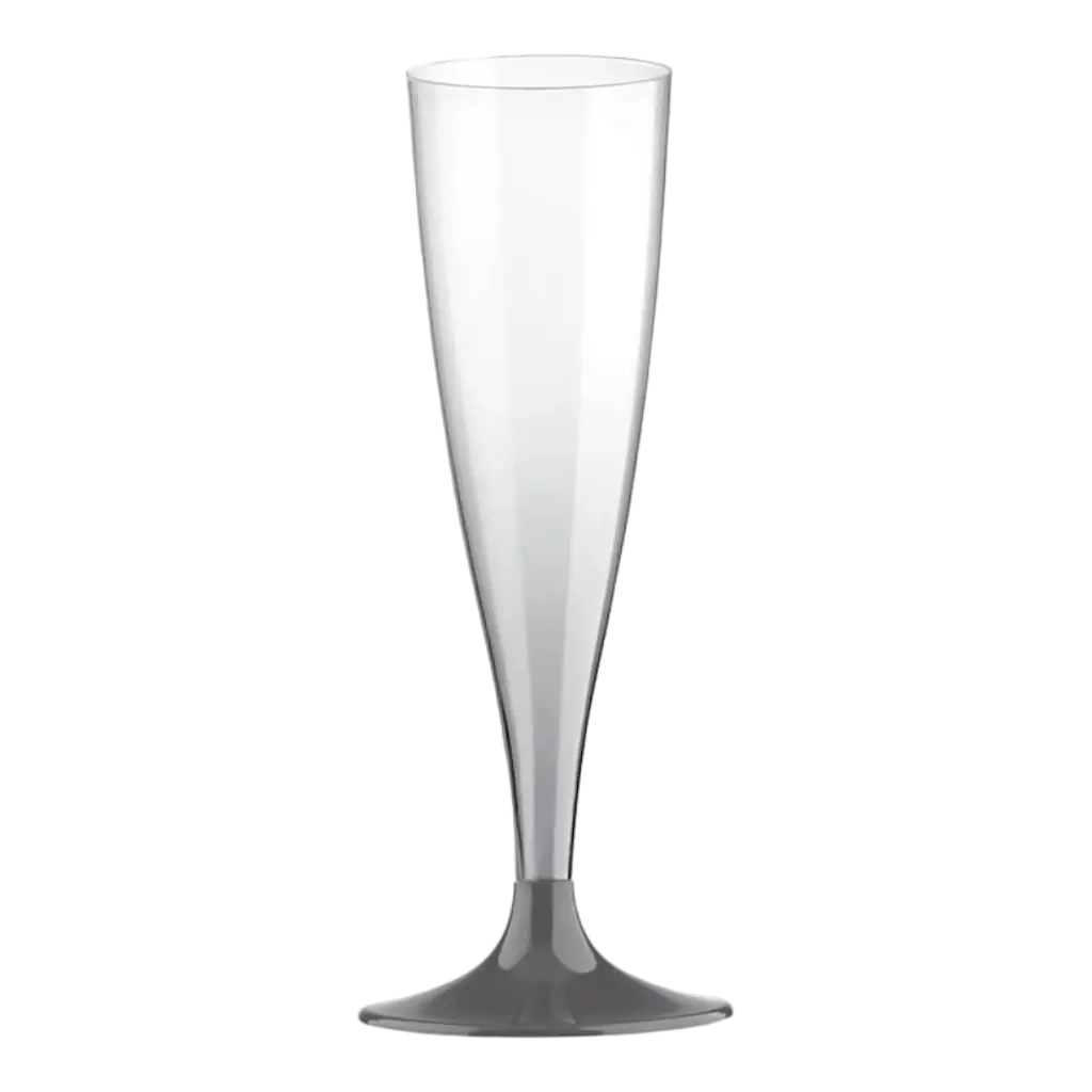 Transparante champagneglasfles met antracietgrijze voet - 14cl - Set van 6