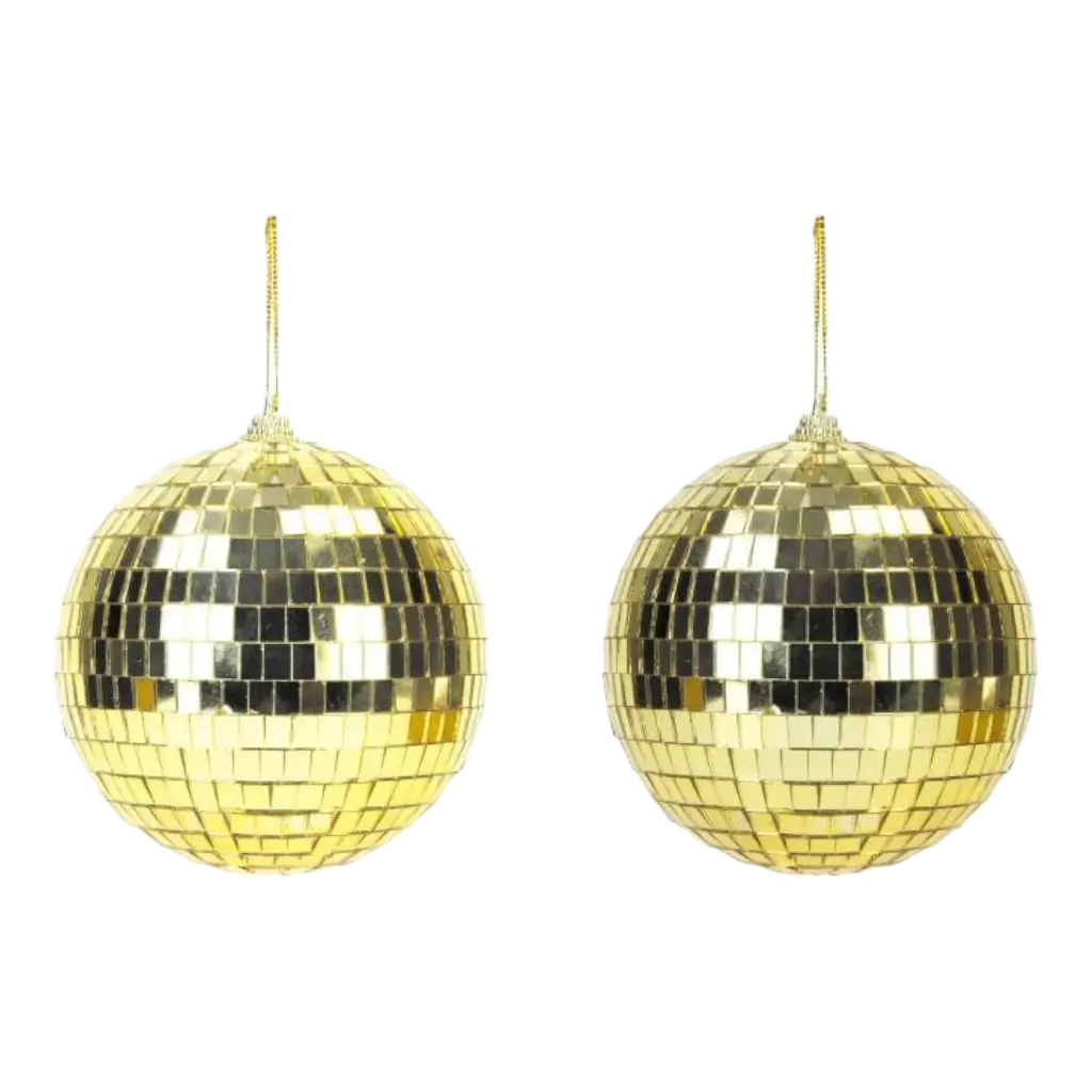 Set van 2 gouden discoballen - 10 cm