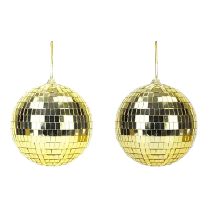 Set van 2 gouden discoballen - 10 cm