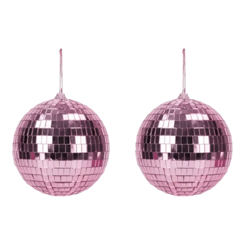 Set van 2 roze discofacetballen - 10cm