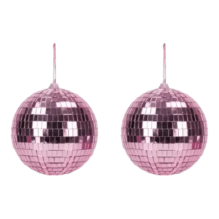 Set van 2 roze discofacetballen - 10cm