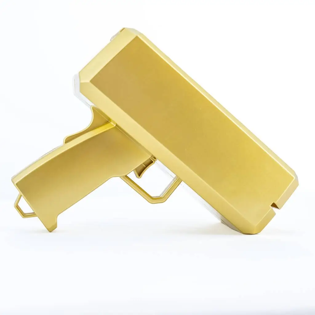 Bankbiljettenpistool - gouden kleur - inclusief 100 valse bankbiljetten
