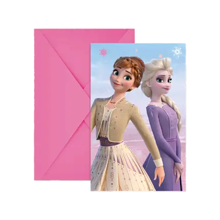 Sneeuwkoningin uitnodigingskaart & envelop - Set van 6