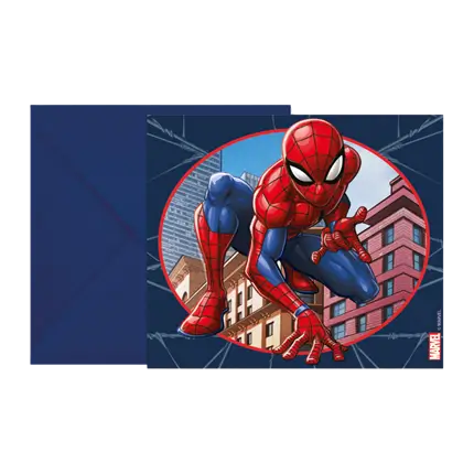 Spiderman uitnodigingskaart & envelop - 6 st.