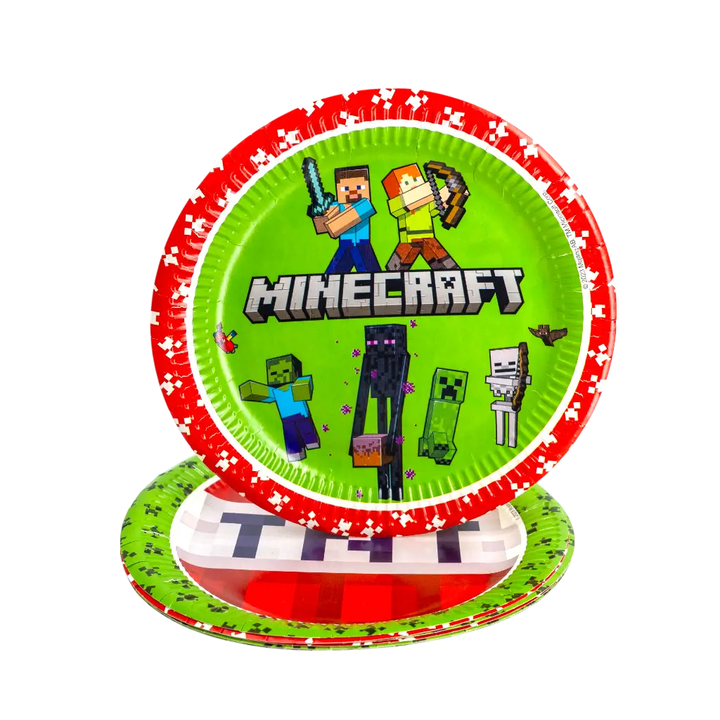 Minecraft papieren bord ø23cm - Set van 8