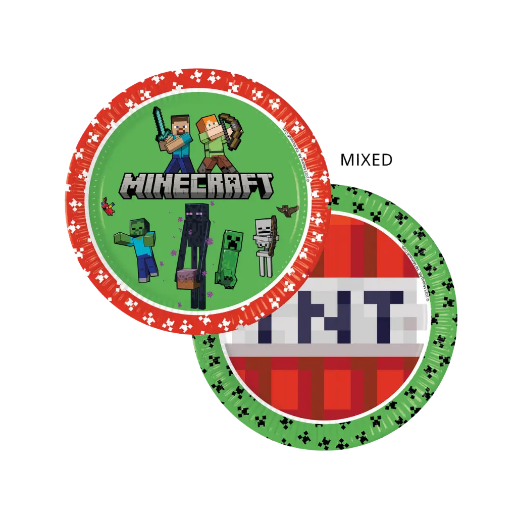 Minecraft papieren bord ø23cm - Set van 8