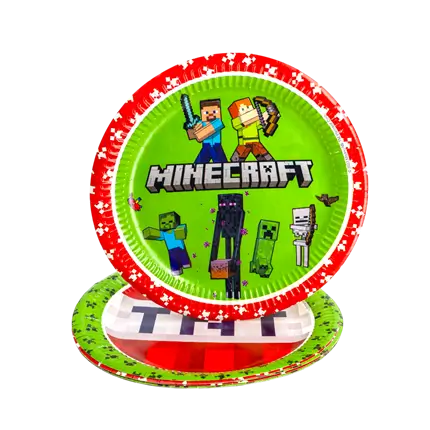 Minecraft papieren bord ø23cm - Set van 8