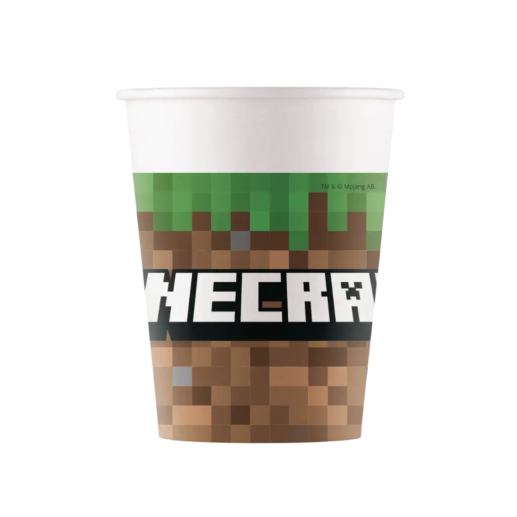 Minecraft papieren beker - 25cl - Set van 8