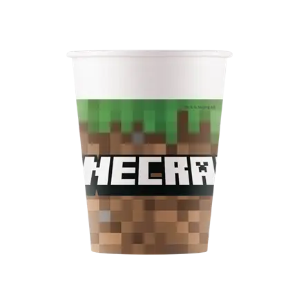 Minecraft papieren beker - 25cl - Set van 8
