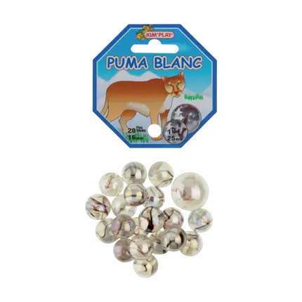 Set van 20 witte Puma-knikkers +1 pet
