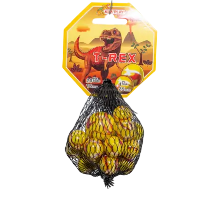 Set van 20 T-Rex knikkers +1 dop