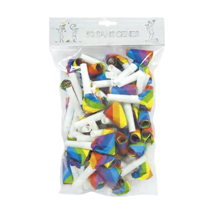 Set van 50 veelkleurige fluitjes zonder belemmering