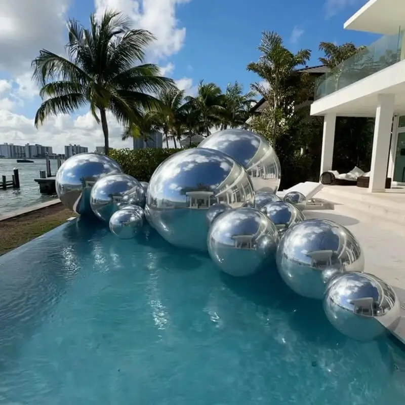Opblaasbare Zilveren Spiegelbol 150cm - Herbruikbare decoratie