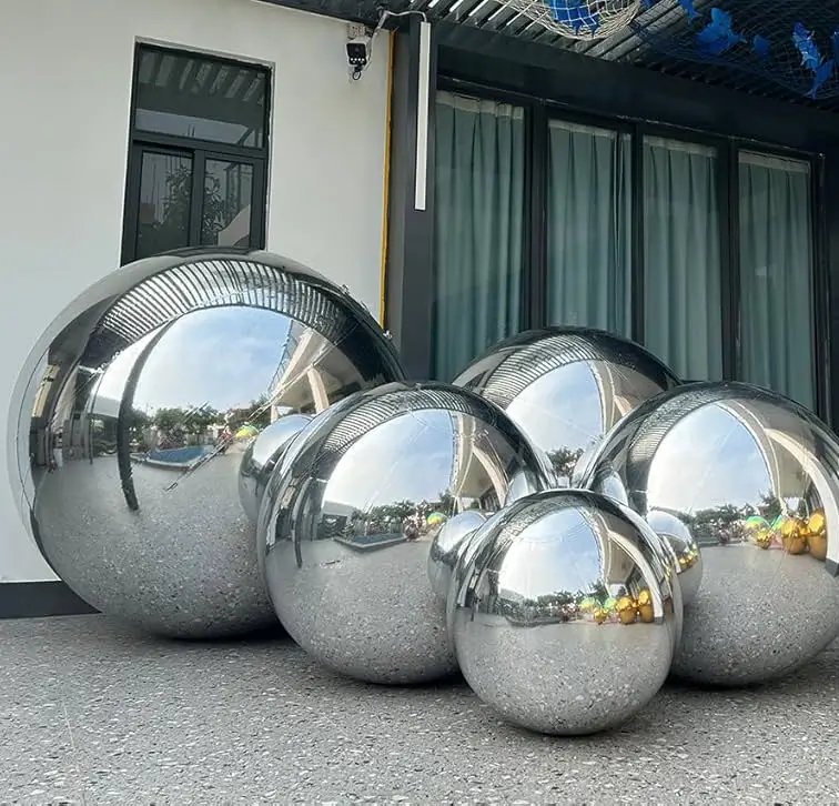 Opblaasbare Zilveren Spiegelbol 200cm - Herbruikbare Deco