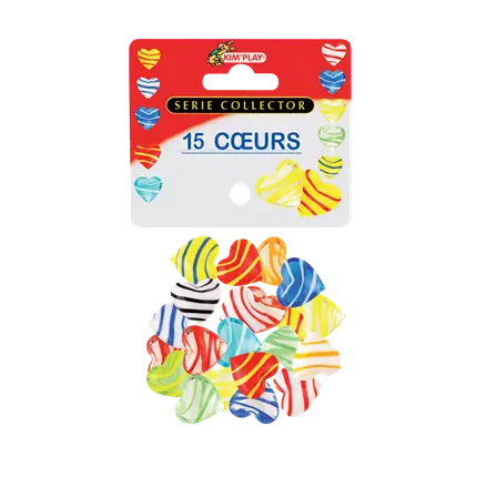 Set van 15 verschillende Hart knikkers