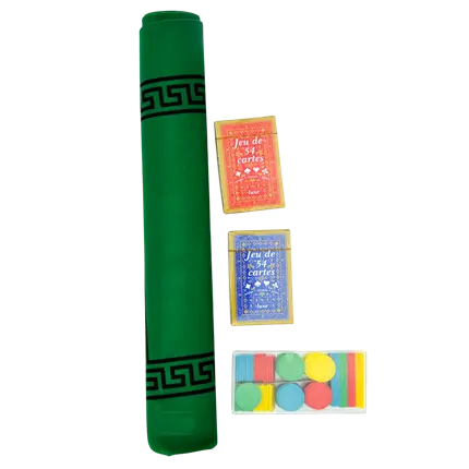 Spelmattenpakket + 2 kaartspellen + 100 fiches