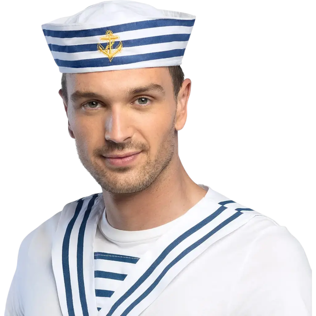 Chapeau Marin Français - Wit en blauw met anker