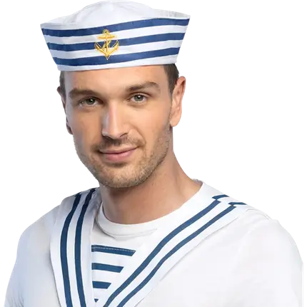 Chapeau Marin Français - Wit en blauw met anker