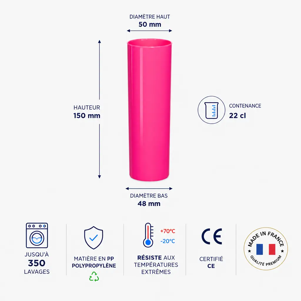 Onbreekbare glazen buis Rose 22cl