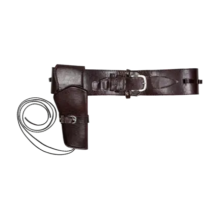 Zwarte cowboyriem met holster en patroontas – 114 cm