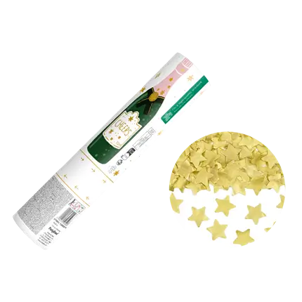 Confetti-kanon – Biologisch afbreekbare gouden sterren – 20 cm
