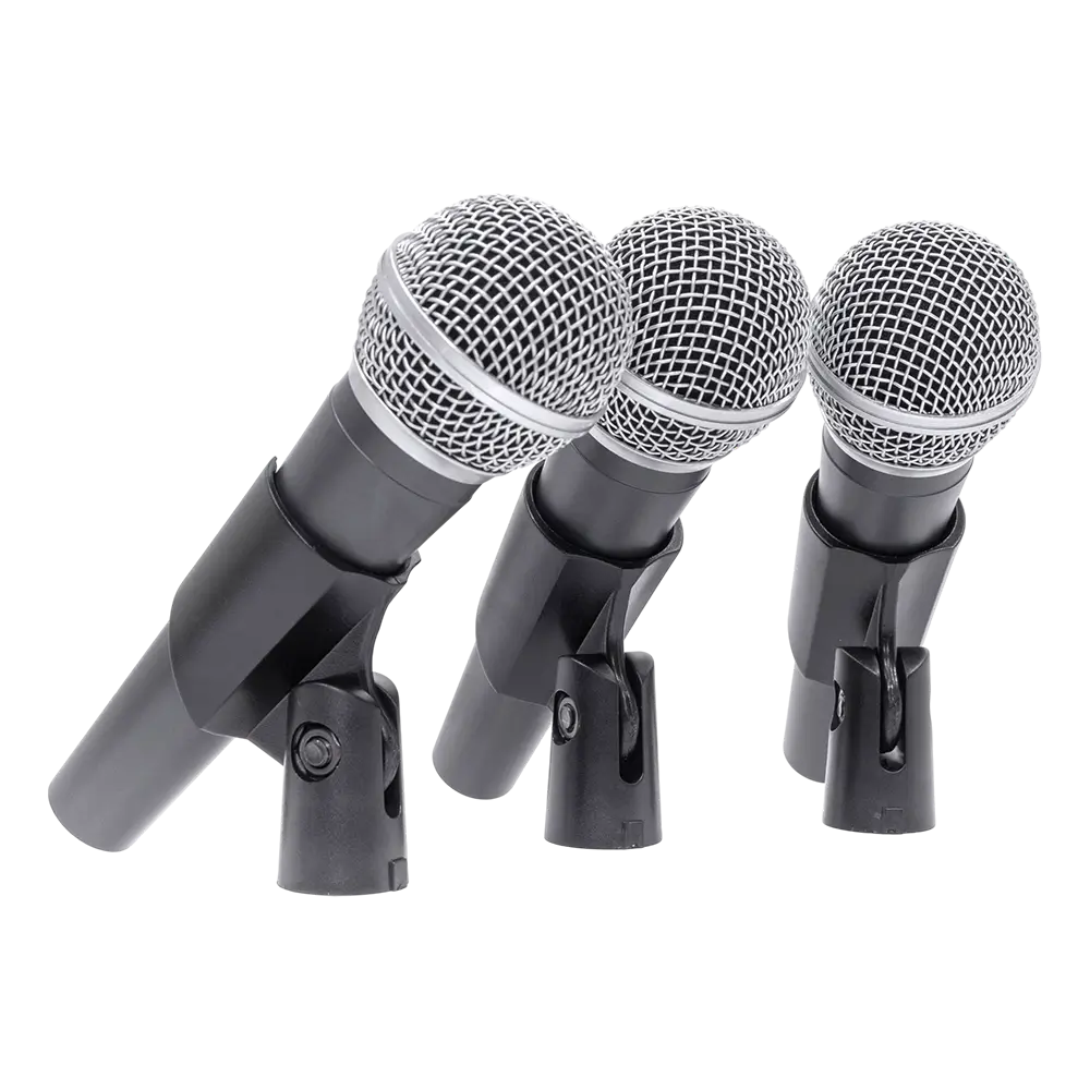 Dynamische microfoon "MIC 300" Mac Mah – Set van 3 bedrade microfoons met koffer, klemmen, supercardioïde, XLR