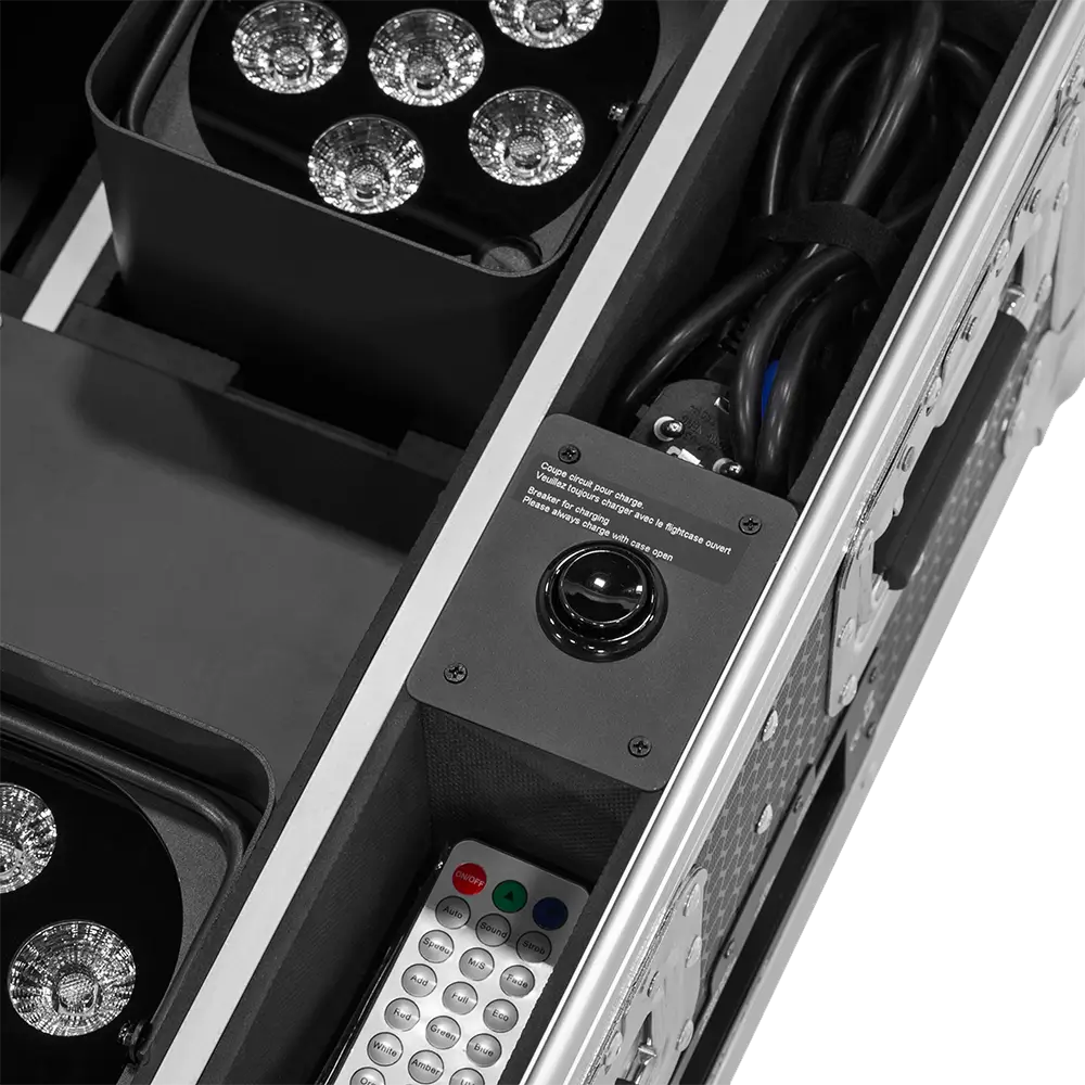 LED-projectoren "IZY Glow Set" Mac Mah – 6×15W RGBWA-UV, draadloze DMX, oplaadbaar