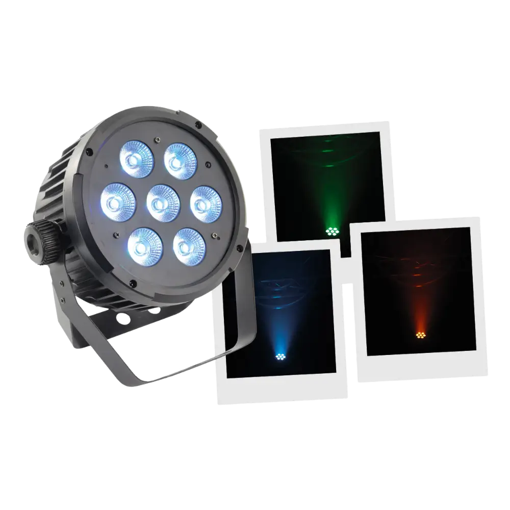 7x10W 5in1 LED PAR schijnwerper - 7 RGBWA LED's, DMX, auto- en muziekmodi en afstandsbediening