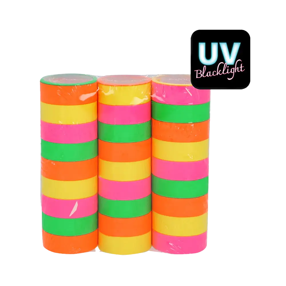 Set van 3 papierrollen - Neon fluorescerend UV reactief 4m