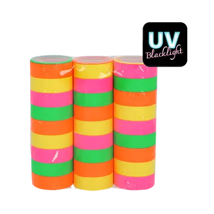 Set van 3 papierrollen - Neon fluorescerend UV reactief 4m