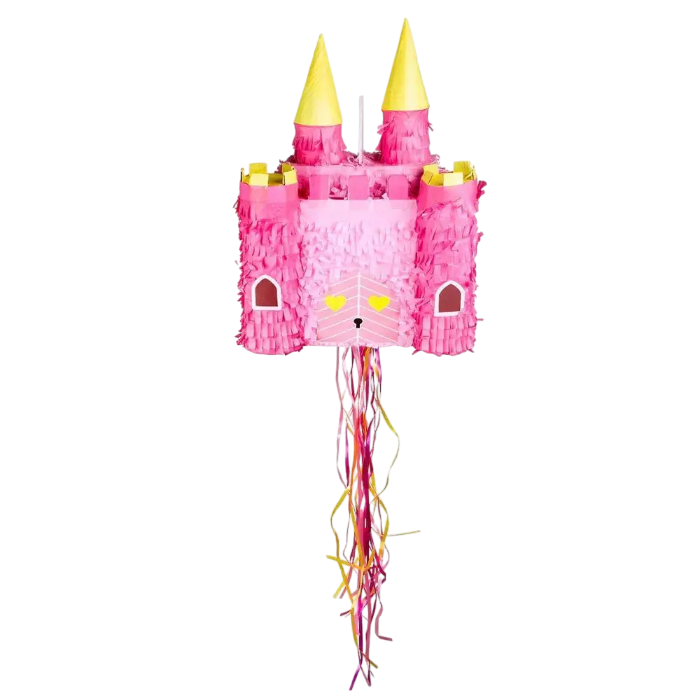 Piñata trekpop prinsessenkasteel - Roze 40 cm