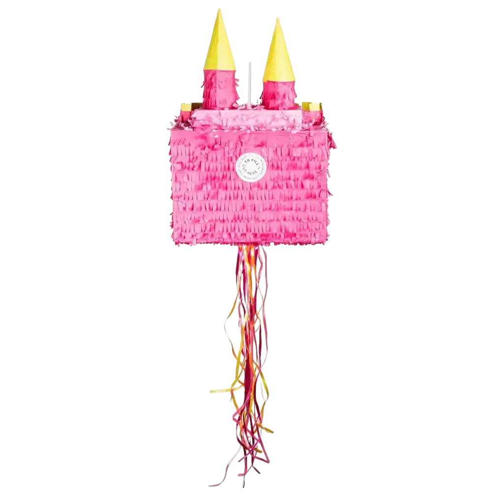 Piñata trekpop prinsessenkasteel - Roze 40 cm