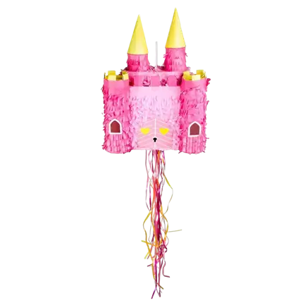 Piñata trekpop prinsessenkasteel - Roze 40 cm