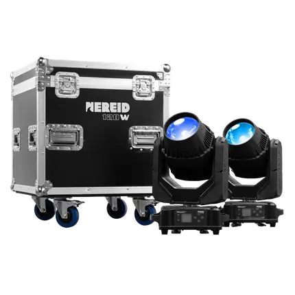 Set van 2 NEREID120W verstralers - IP65 waterdicht met flightcase