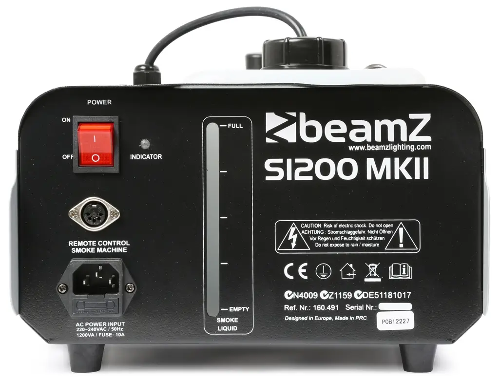 Mistmachine BEAMZ S1200 MKII - 1200W + Bedrade afstandsbediening met timer