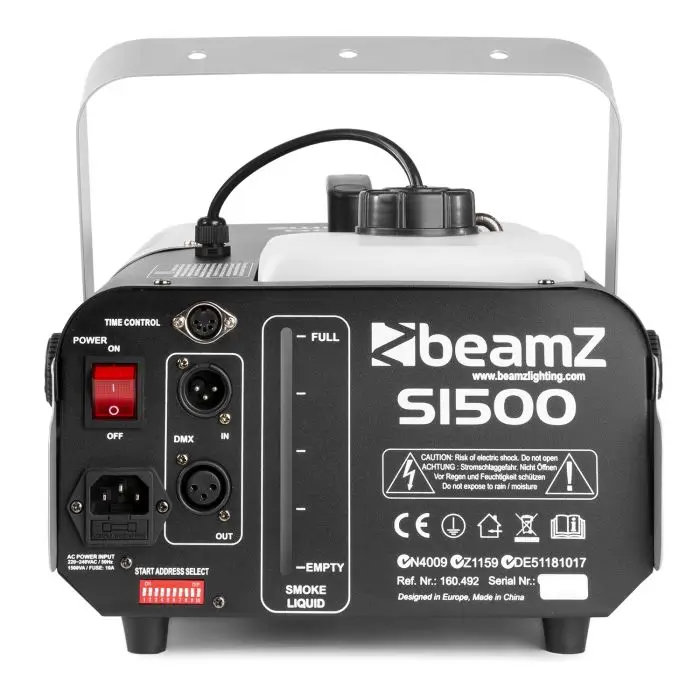 BEAMZ S1500 Rookmachine met DMX - 1500W + Bedrade Afstandsbediening met Timer