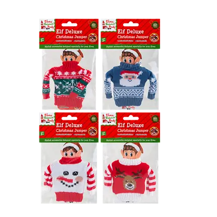 Kersttrui elf vermomming (set van 4)