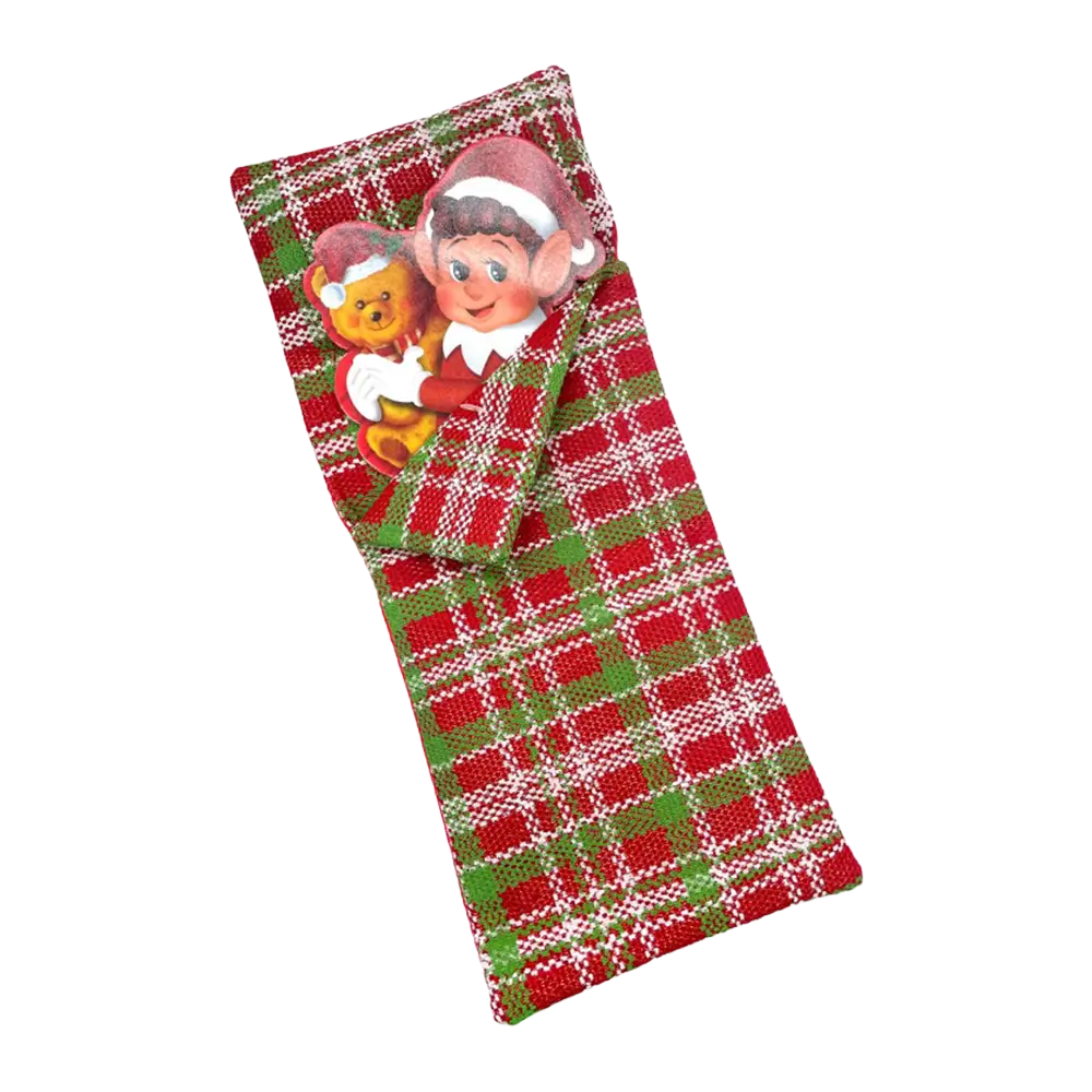 Slaapzak met kussen voor elf met kerstgrap